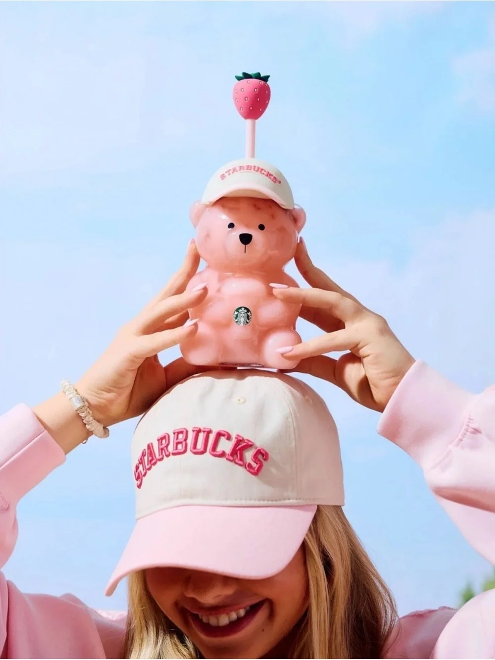 Starbucks Pink Bearista Glass Cold Cup